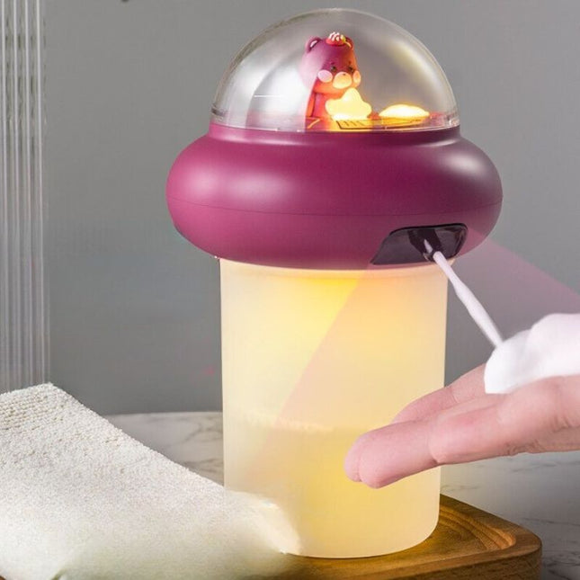 Paarse automatische zeepdispenser voor kinderen