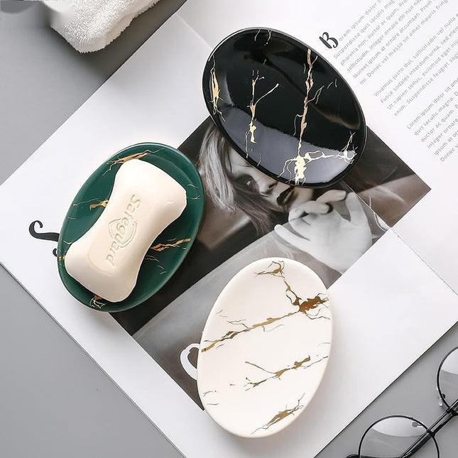 Ovaal zeepbakje met marmerlook