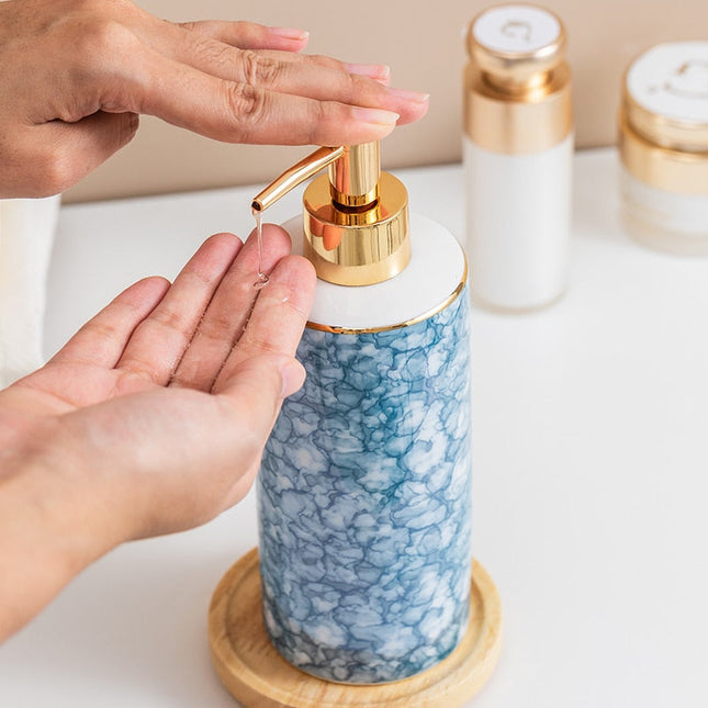 Keramieken zeepdispenser met marmer effect