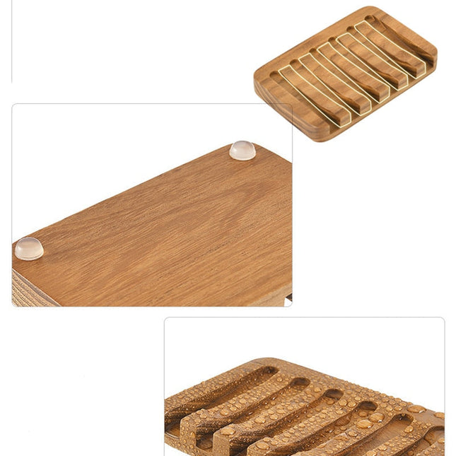 Natuurlijk houten zeephouder voor badkamer