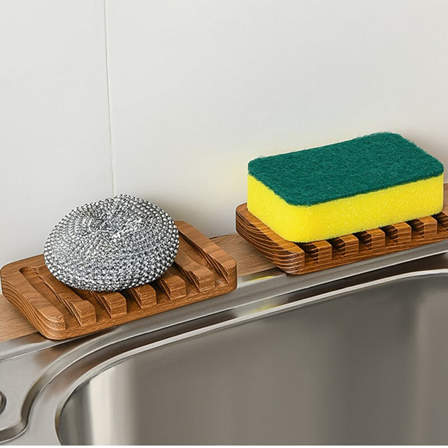 Natuurlijk houten zeephouder voor badkamer