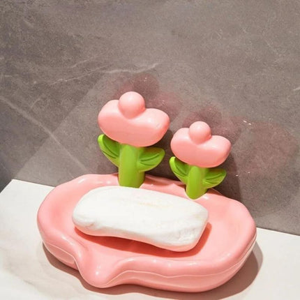 Originele keramische zeephouder met bloemen