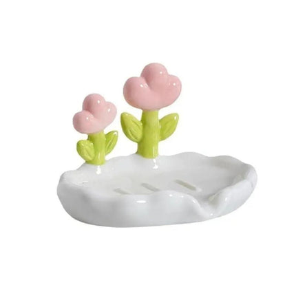 Originele keramische zeephouder met bloemen