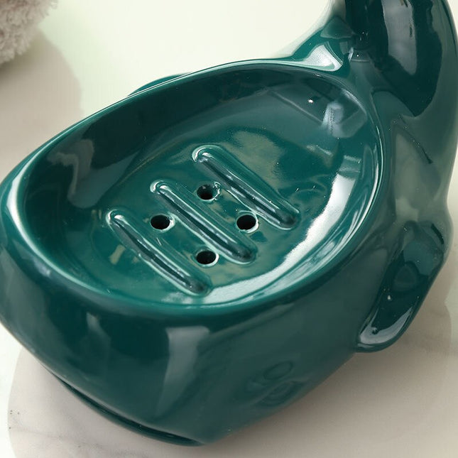 Keramieken zeepbakje in walvis vorm