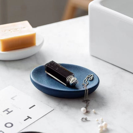 Ovaal keramieken zeepbakje met gaatjes