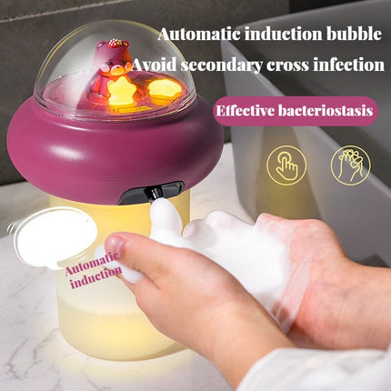 Paarse automatische zeepdispenser voor kinderen