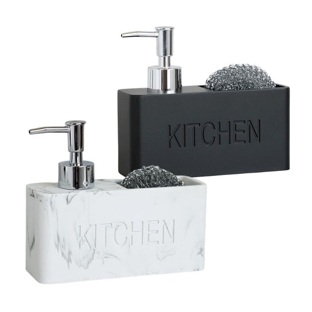 Keuken zeepdispenser met sponshouder