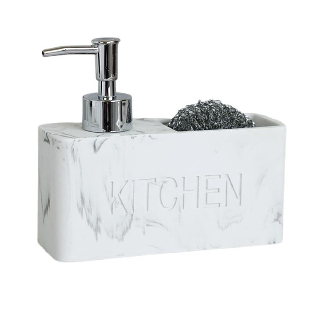 Keuken zeepdispenser met sponshouder