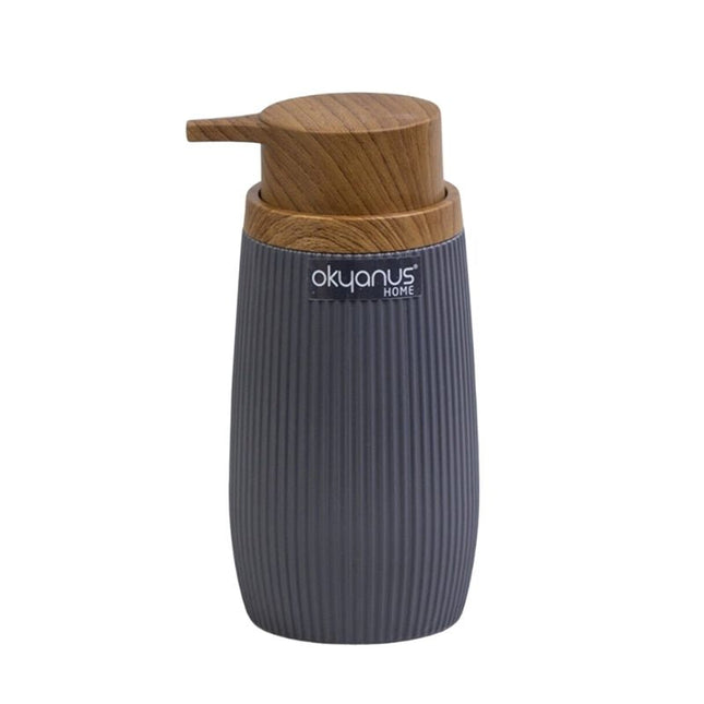 Design zeepdispenser met houten accent