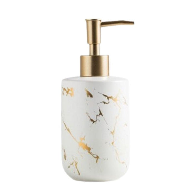 Zeepdispenser marmerlook met gouden pomp