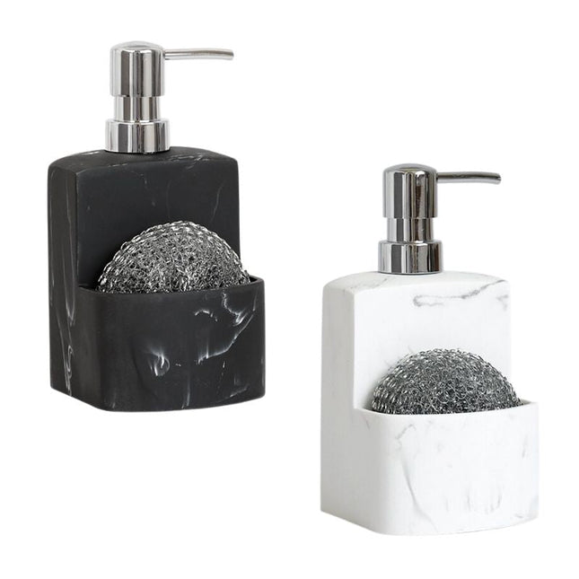 Zeepdispenser met sponshouder marmerlook
