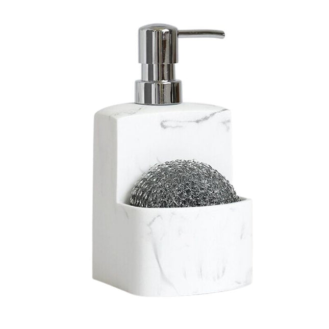 Zeepdispenser met sponshouder marmerlook