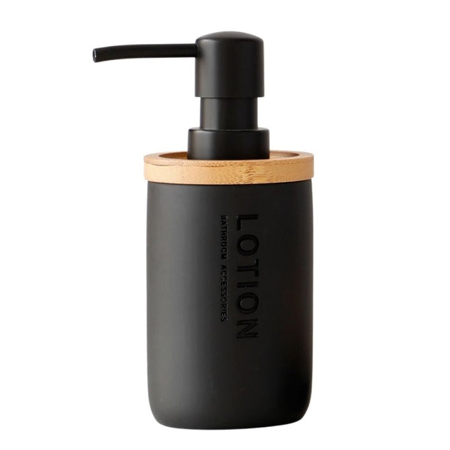 Zeepdispenser van kunsthars met bamboe