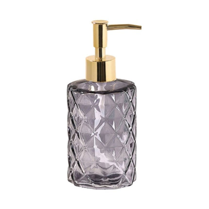 Glazen zeepdispenser met diamantpatroon