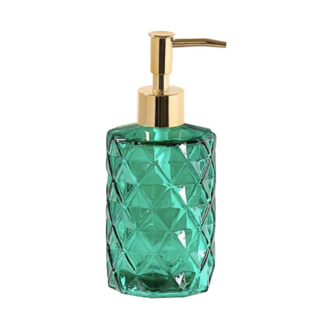 Glazen zeepdispenser met diamantpatroon