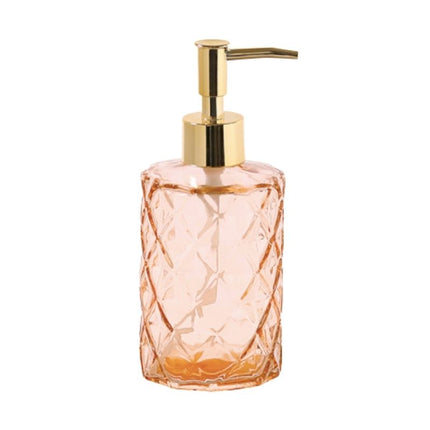 Glazen zeepdispenser met diamantpatroon