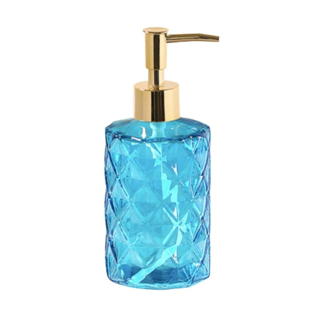 Glazen zeepdispenser met diamantpatroon