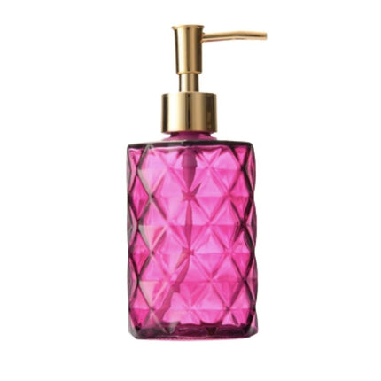 Glazen zeepdispenser met diamantpatroon