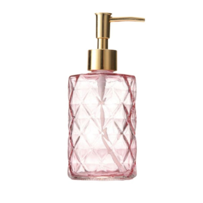 Glazen zeepdispenser met diamantpatroon