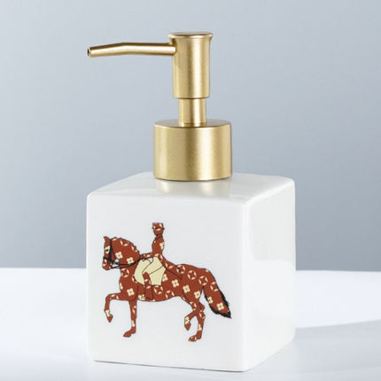 Keramische zeepdispenser met paard afbeelding