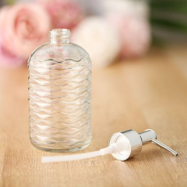 Glazen zeepdispenser met golvend patroon