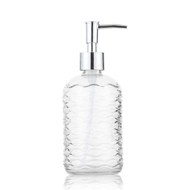 Glazen zeepdispenser met golvend patroon