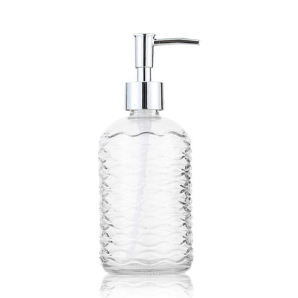 Glazen zeepdispenser met golvend patroon