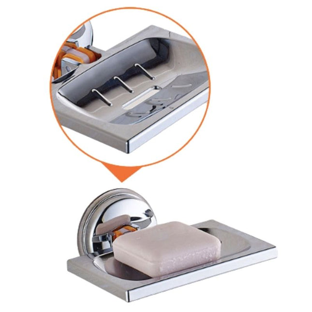 Rechthoekige RVS zeephouder met zuignap