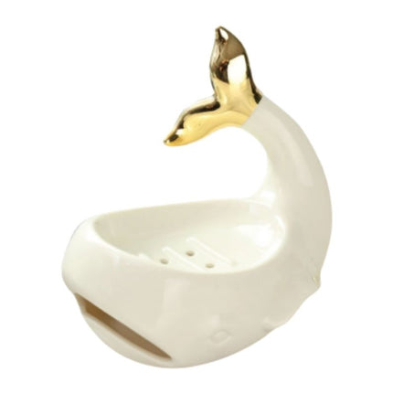 Keramieken zeepbakje in walvis vorm