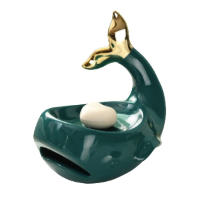 Keramieken zeepbakje in walvis vorm