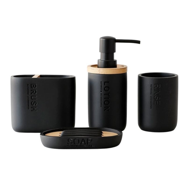 Zwarte zeephouder met bamboe rooster