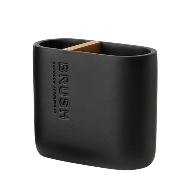 Zwarte zeephouder met bamboe rooster