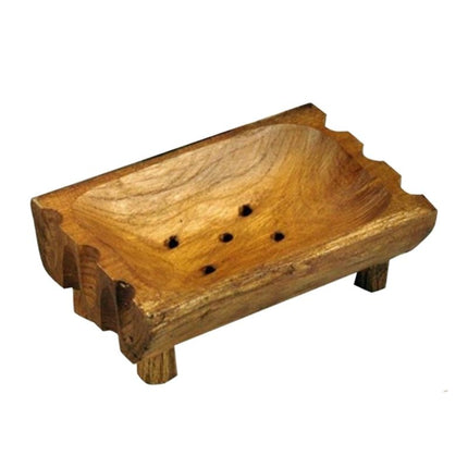 Ambachtelijke houten zeephouder op pootjes