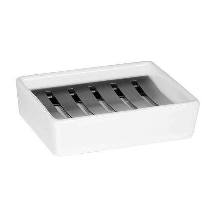 Keramieken zeepbakje met RVS rooster