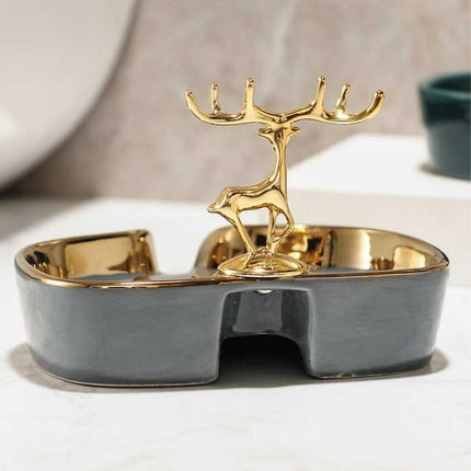 Decoratief zeepbakje met gouden hert