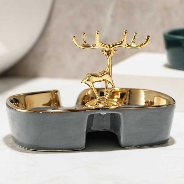 Decoratief zeepbakje met gouden hert