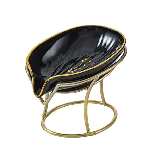 Gouden zeepschaaltje in bladvorm