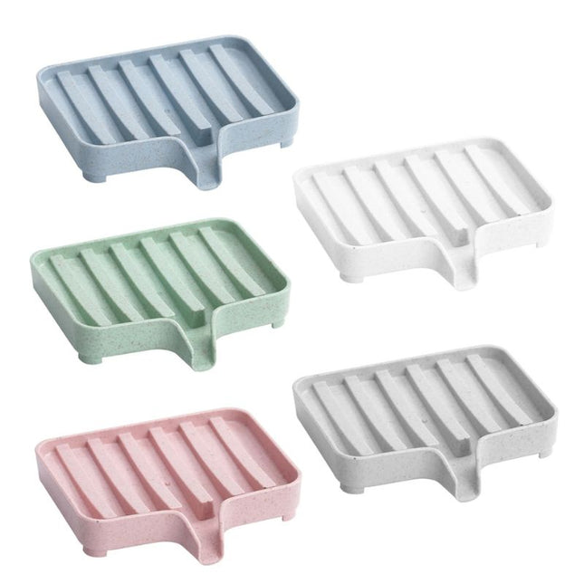 Kunststof zeepbakje met afvoer voor wasbak