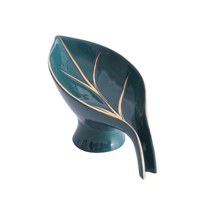 Keramieken zeepbakje in bladvorm