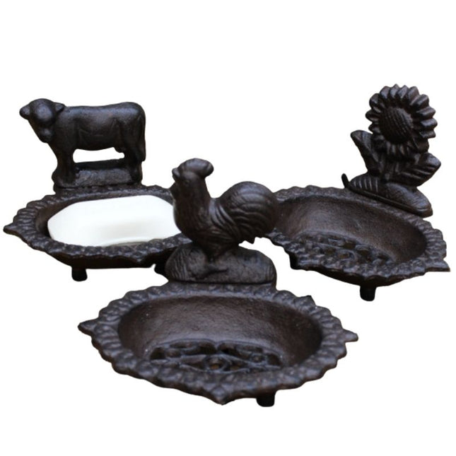 Vintage gietijzeren zeepbakje met koe