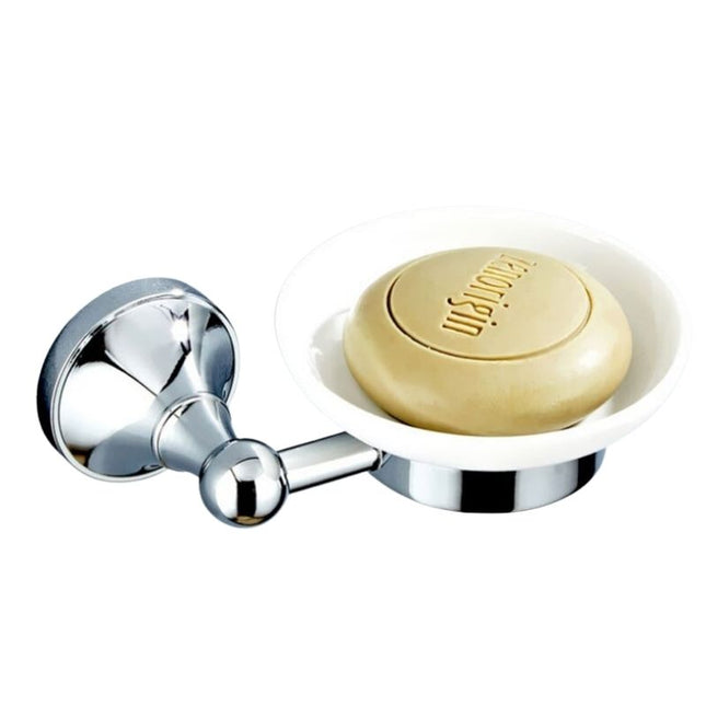 Wand zeephouder van messing en keramiek