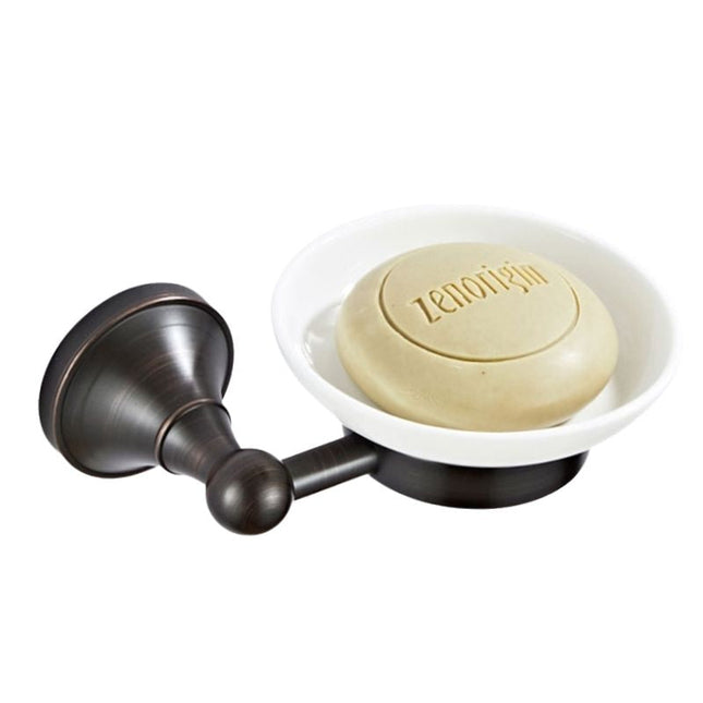 Wand zeephouder van messing en keramiek