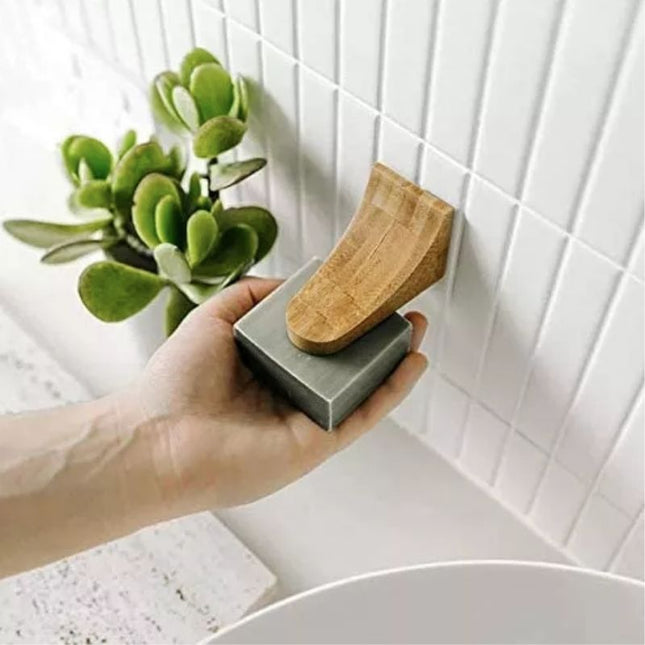 Magnetische houten zeephouder voor muur