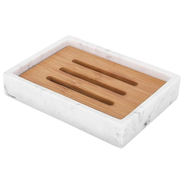 Zeepschaaltje marmerlook met bamboe inleg