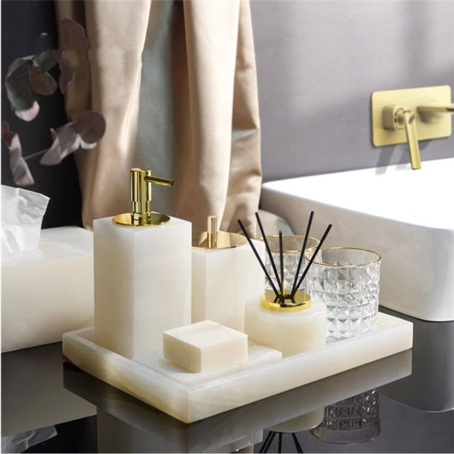 Wit marmeren zeepbakje voor wastafel