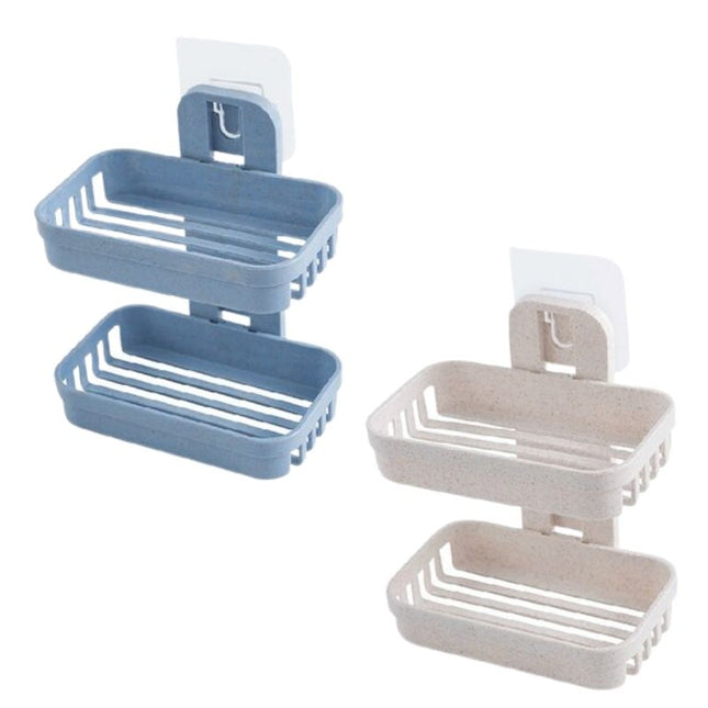 Zelfklevende dubbele zeephouder badkamer