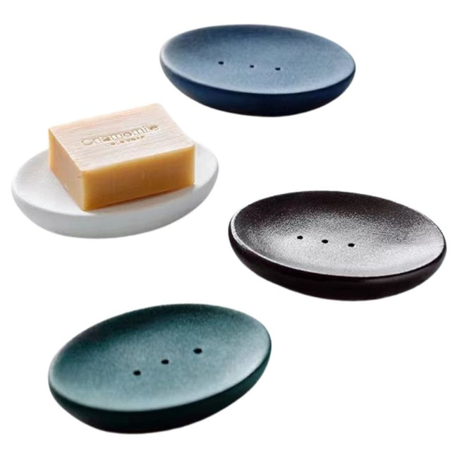 Ovaal keramieken zeepbakje met gaatjes