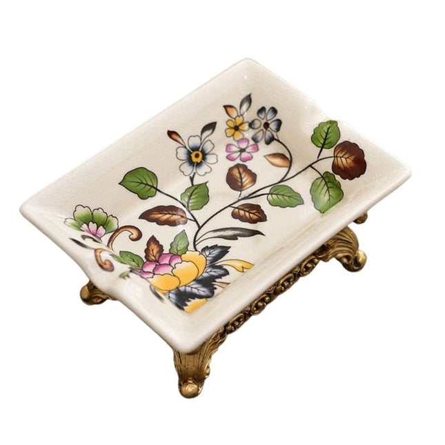 Vintage zeepbakje met bloemen patroon